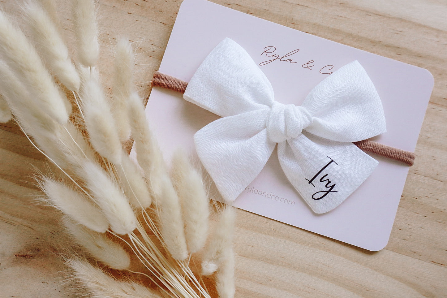 Personalised Large Linen Bow | Ivory