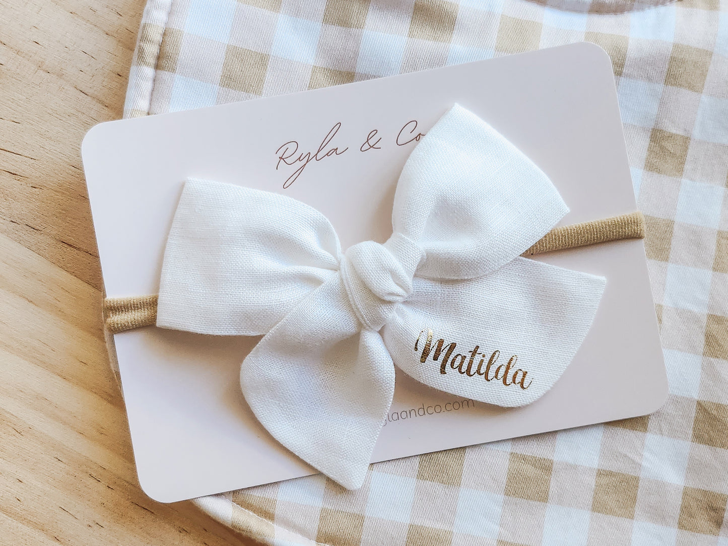 Personalised Large Linen Bow | Ivory