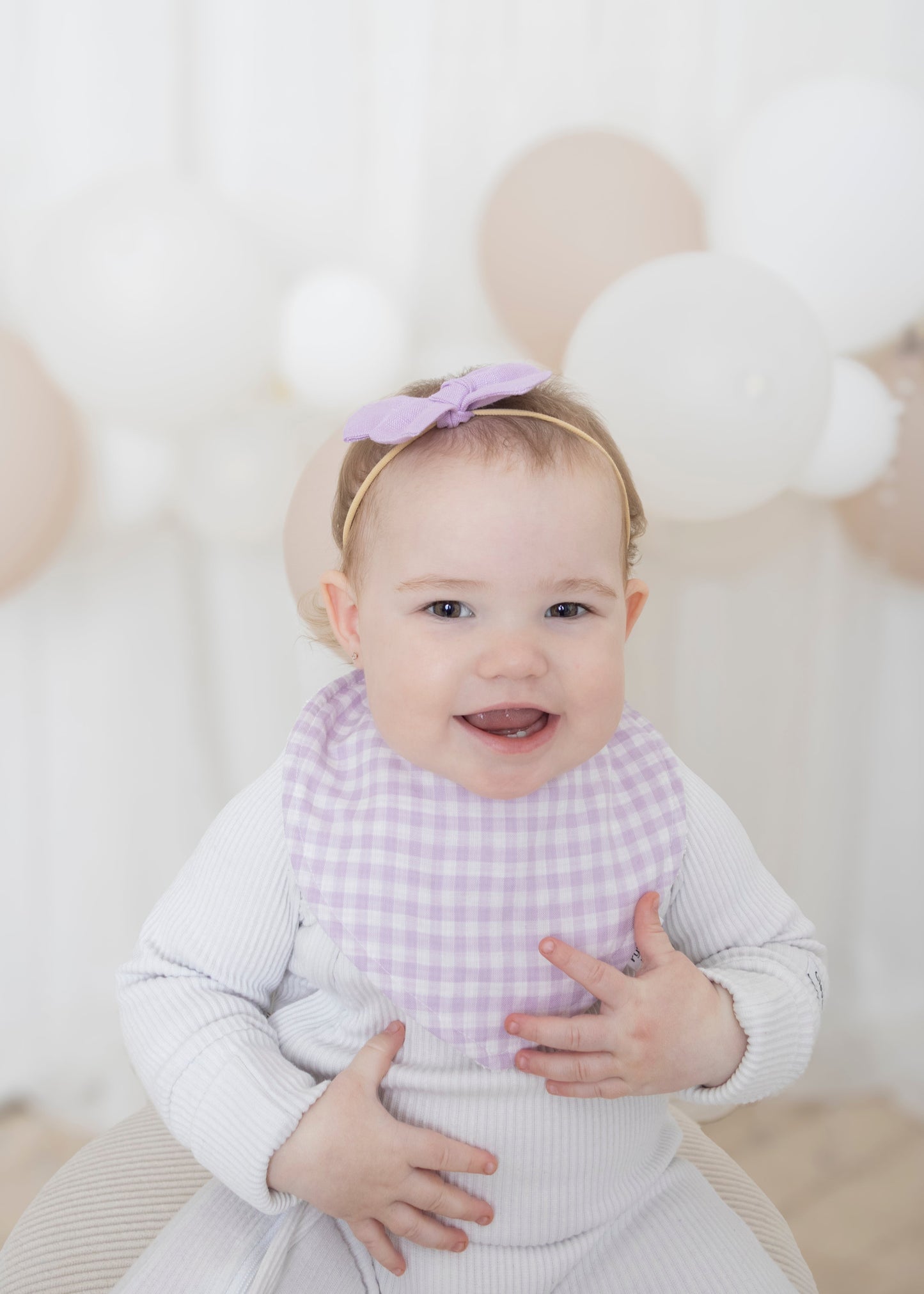 Dribble Bib Bamboo Cotton | Purple Mini Gingham