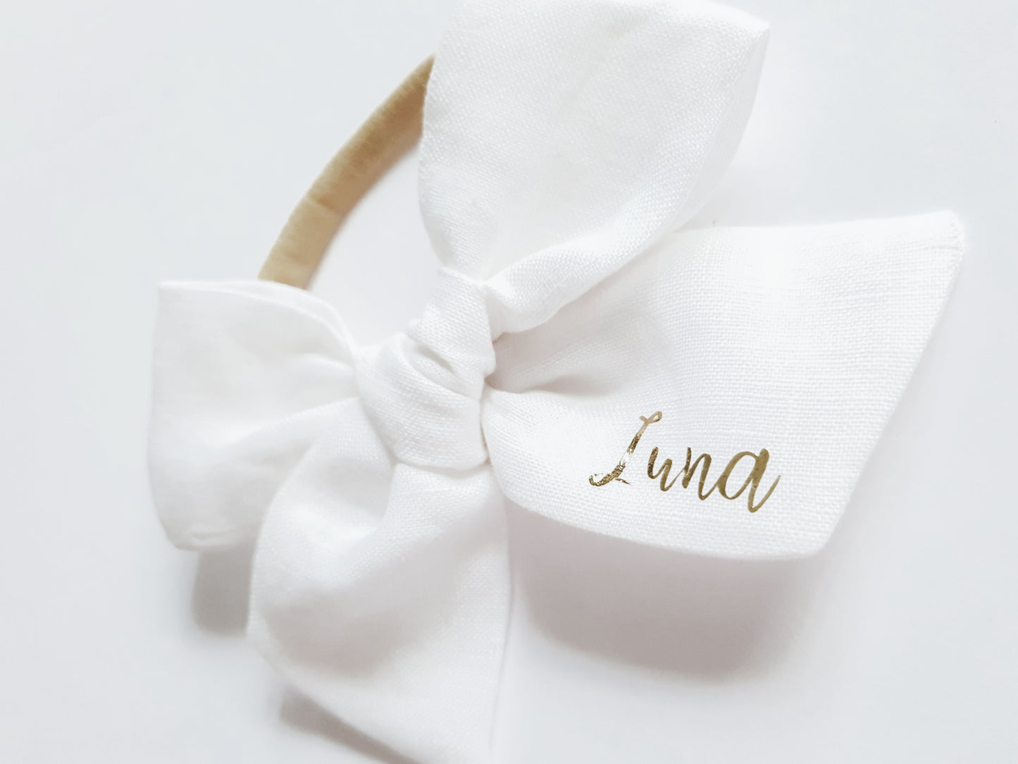 Personalised Large Linen Bow | Ivory