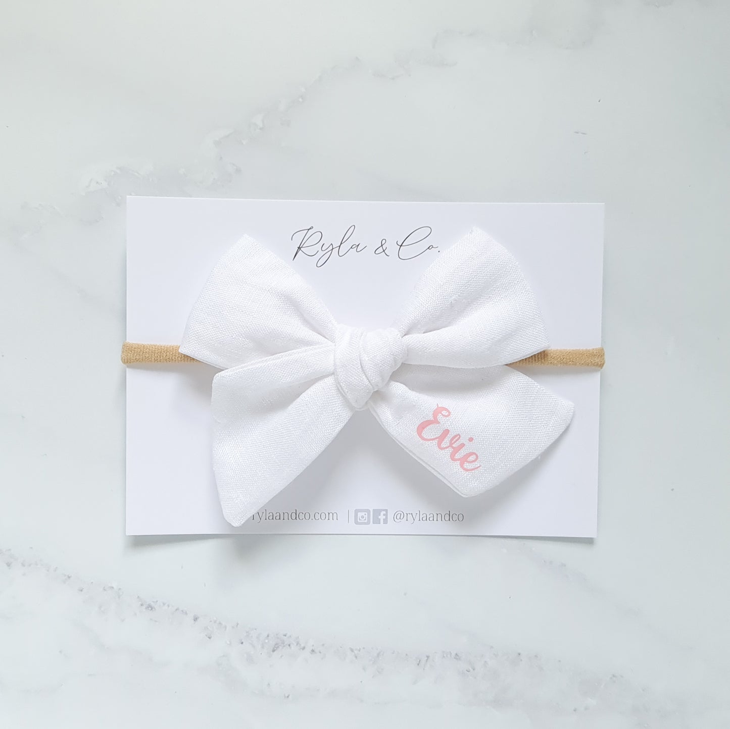 Personalised Large Linen Bow | Ivory