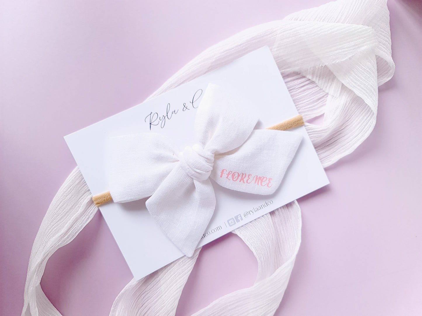 Personalised Large Linen Bow | Ivory