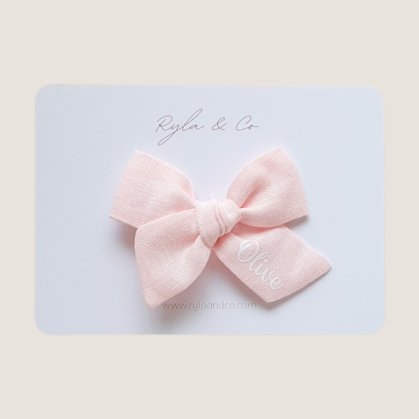 Personalised Classic Linen Bow | Soft Pink
