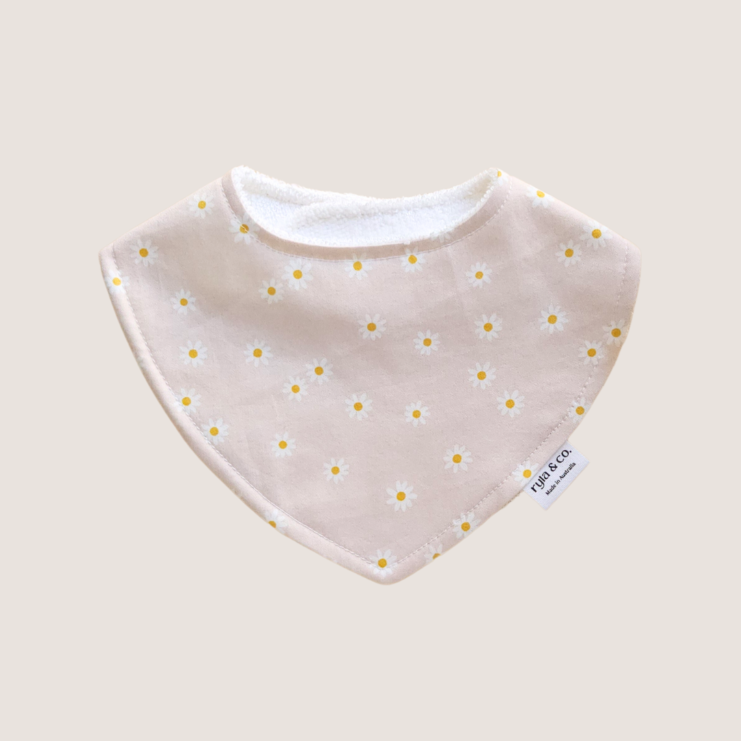 Dribble Bib Cotton Bamboo | Pink Daisy