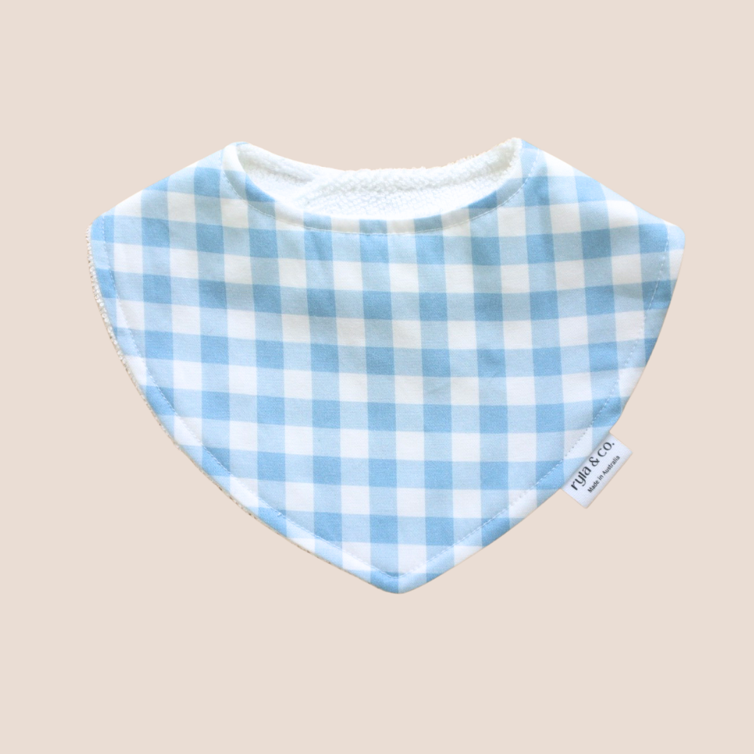 Dribble Bib Bamboo Cotton | Vintage Blue Gingham