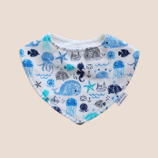 Dribble Bib Bamboo Cotton | Sea Friends