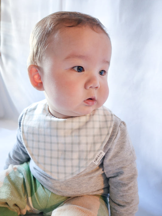 Dribble Bib Bamboo Cotton | Sage Grid