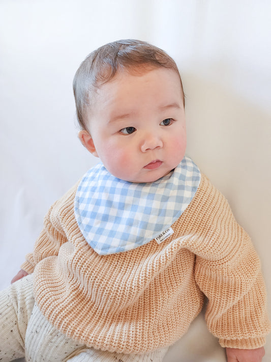 Dribble Bib Bamboo Cotton | Vintage Blue Gingham