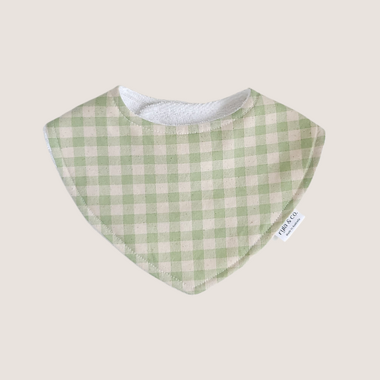 Dribble Bib Bamboo Cotton | Lime Gingham