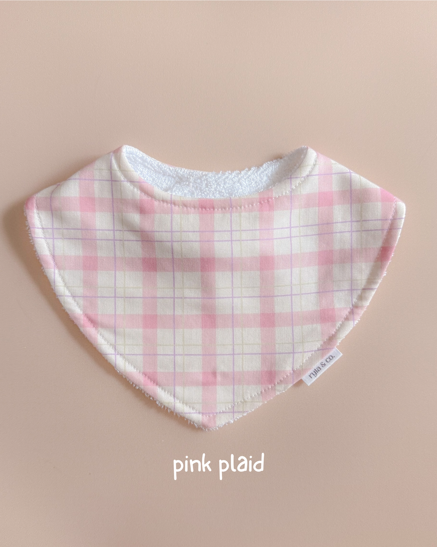 Dribble Bib Bamboo Cotton | Pink plaid