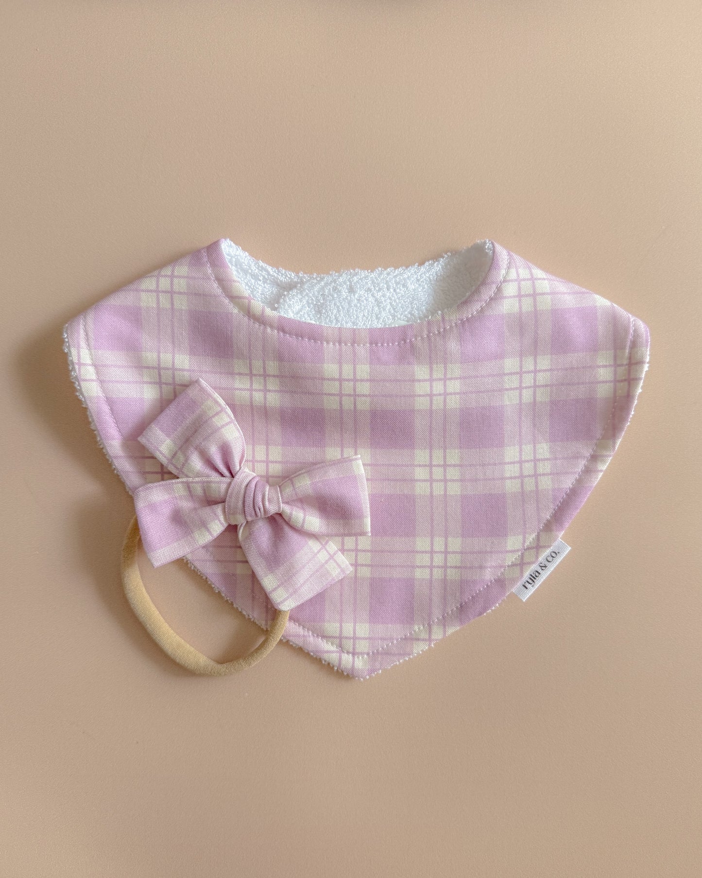 Dribble Bib Bamboo Cotton | Purple plaid