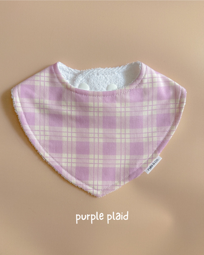 Dribble Bib Bamboo Cotton | Purple plaid