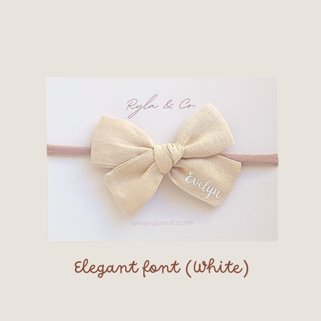 Personalised Classic Linen Bow | Light Beige