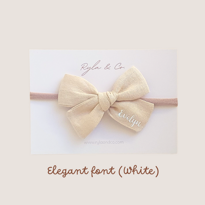 Personalised Classic Linen Bow | Light Beige