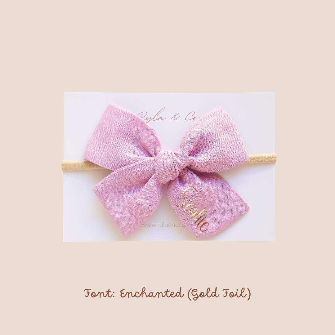 Personalised Large Linen Bow | Rose Pink