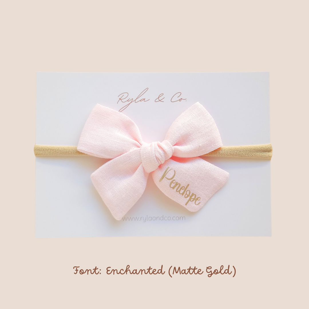 Personalised Classic Linen Bow | Soft Pink