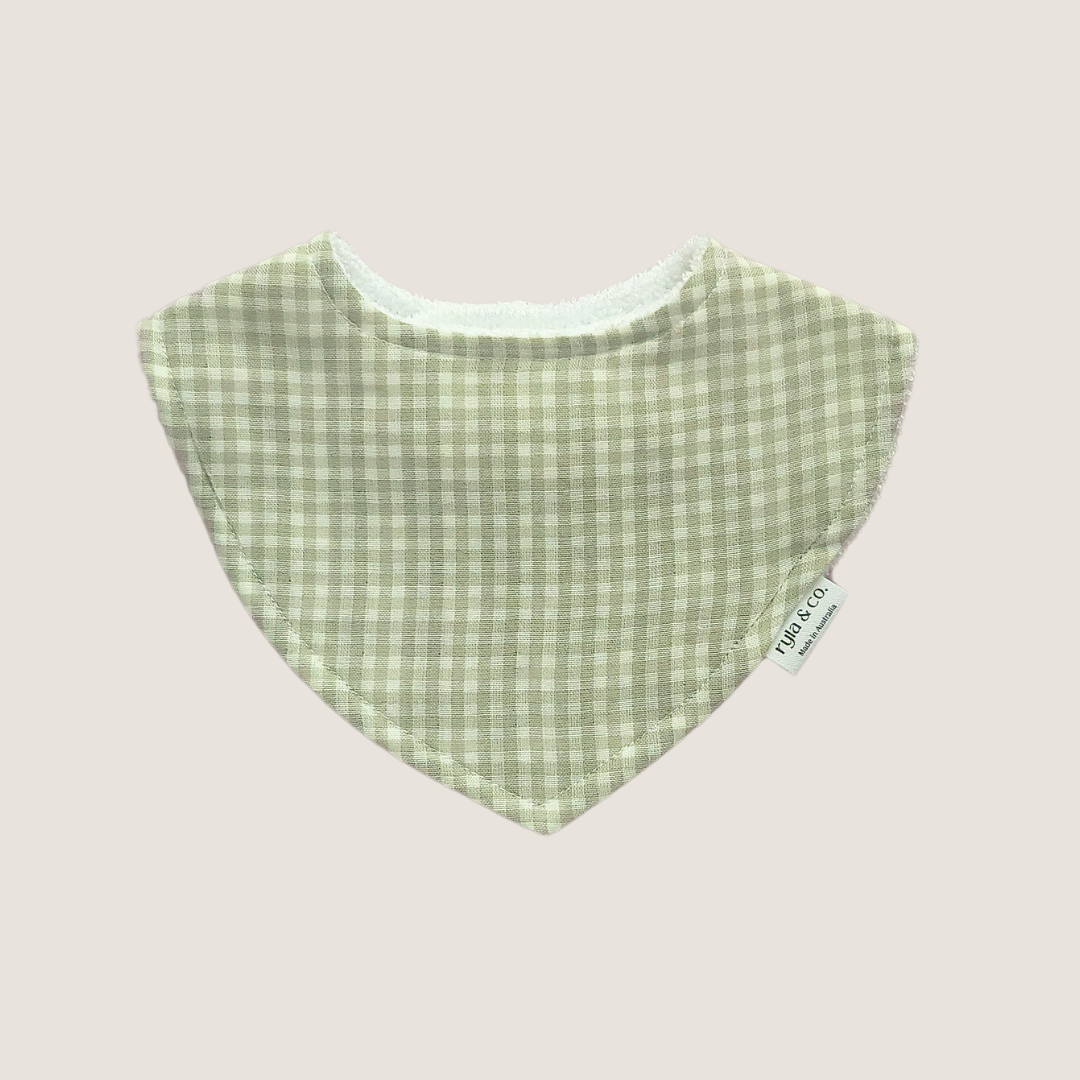 Dribble Bib Bamboo Cotton | Mini Gingham (Sage)