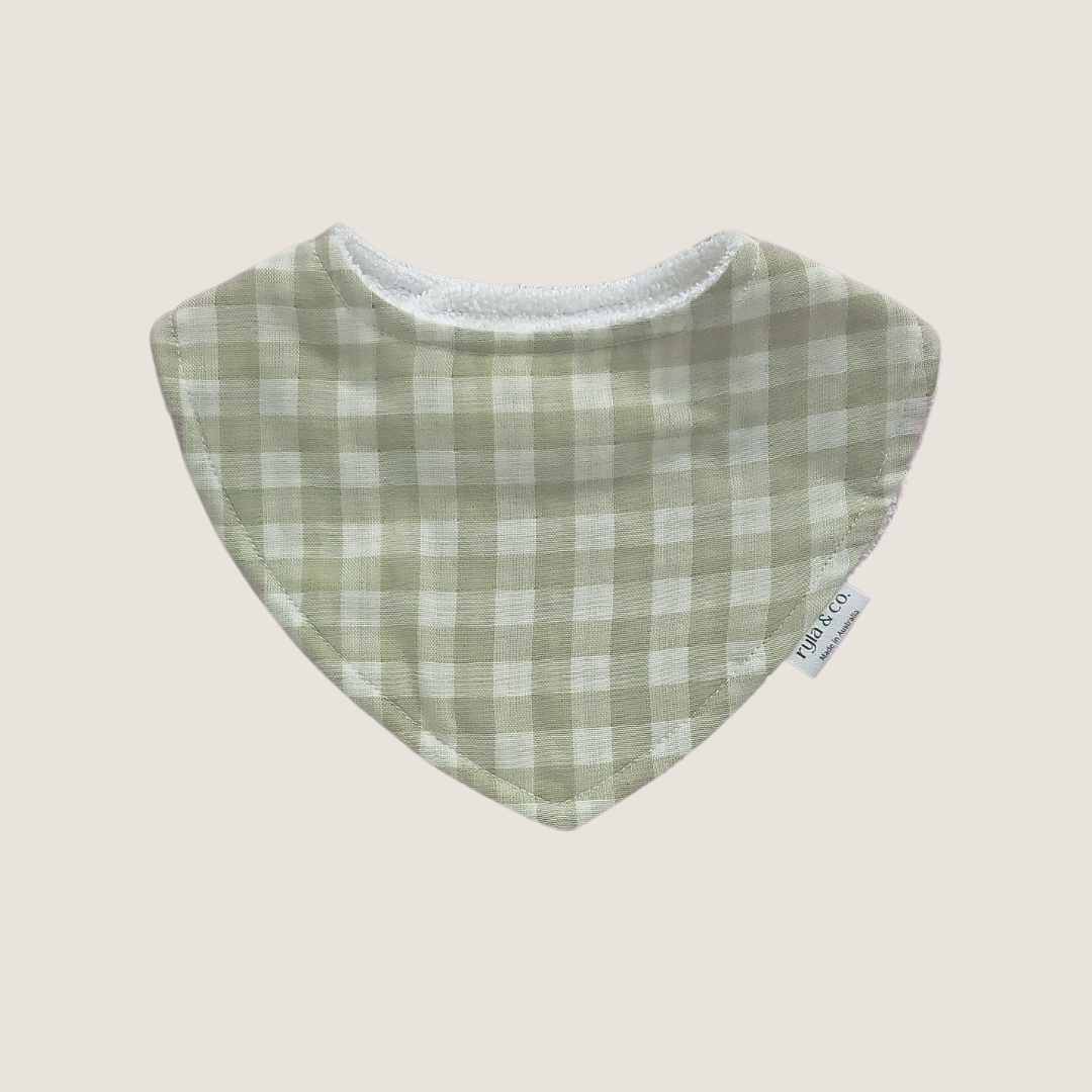 Dribble Bib Bamboo Cotton | Gingham (Sage)