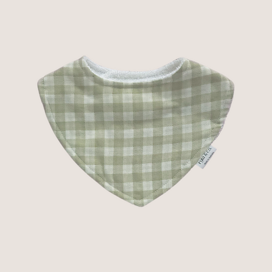 Dribble Bib Bamboo Cotton | Gingham (Sage)