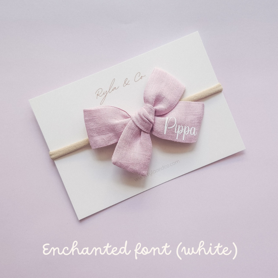 Personalised Classic Linen Bow | Rose Pink