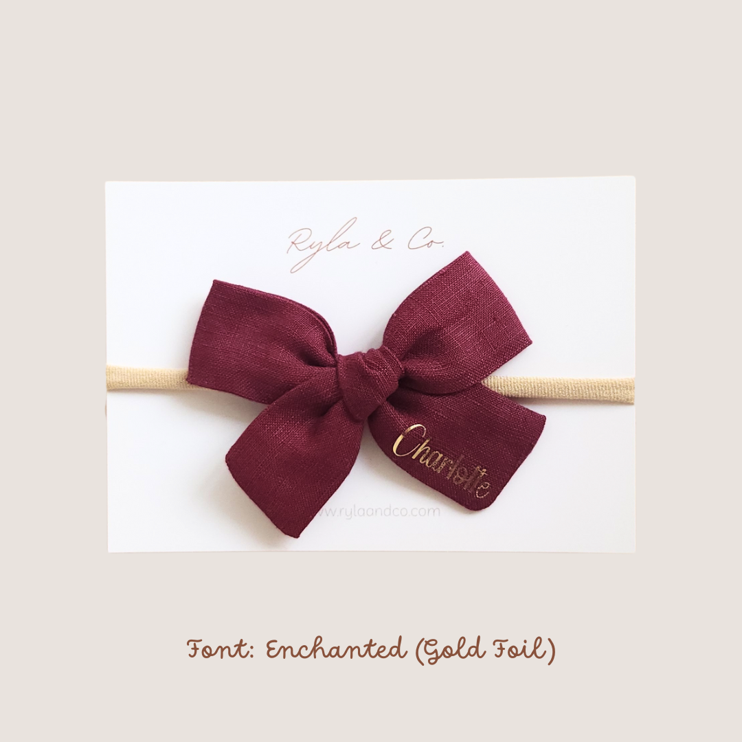 Personalised Classic Linen Bow | Scarlet