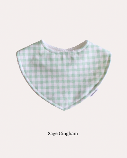 Dribble Bib Bamboo Cotton | Sage Gingham