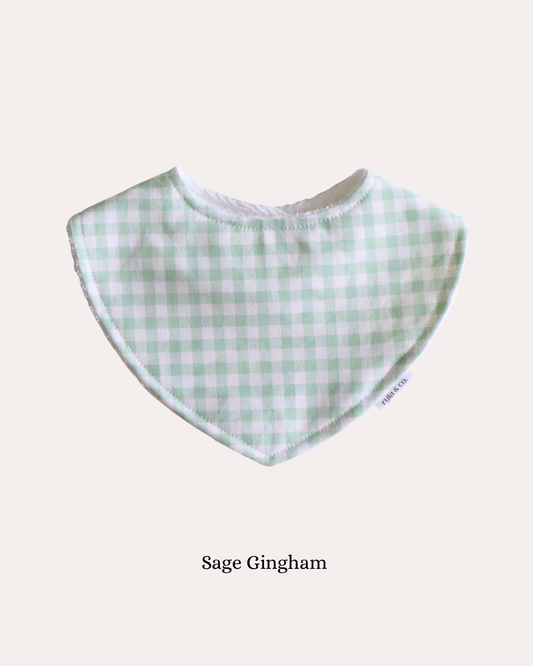 Dribble Bib Bamboo Cotton | Sage Gingham