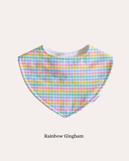 Dribble Bib Bamboo Cotton | Rainbow Gingham