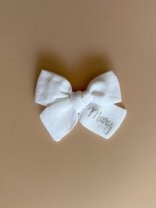 Glitter Edition Personalised Classic Bow (WHITE)