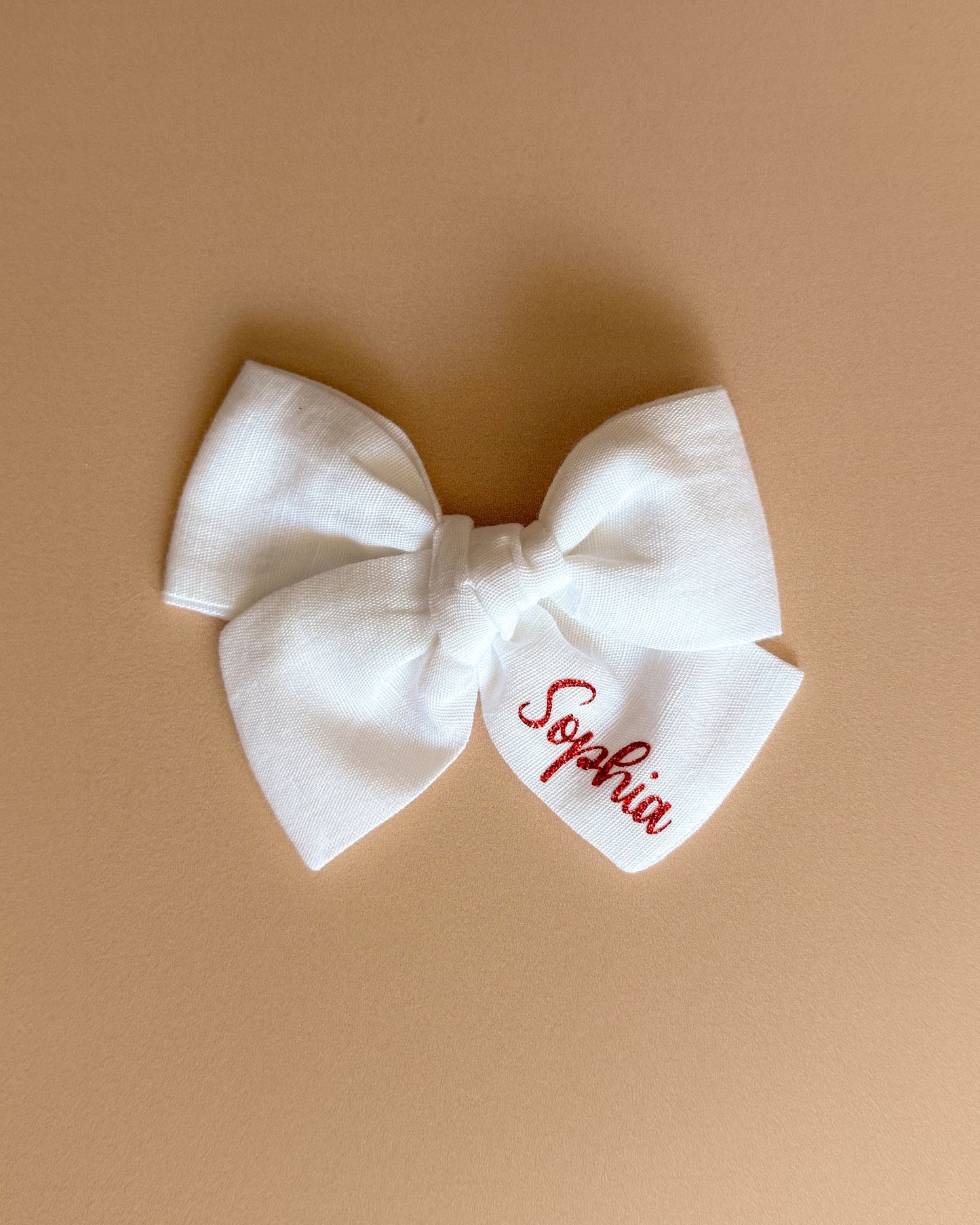 Glitter Edition Personalised Large Bow (WHITE)