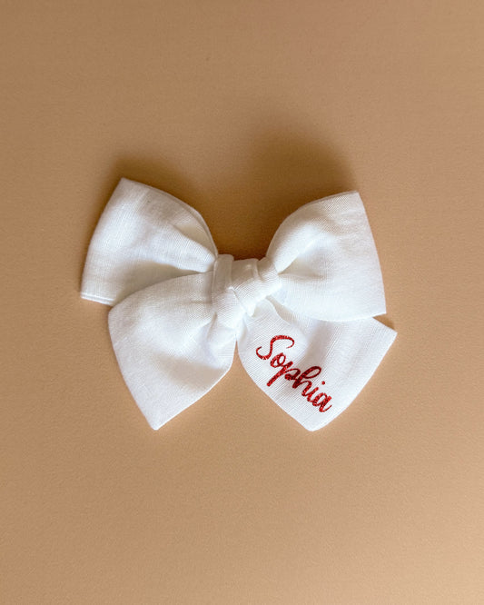 Glitter Edition Personalised Large Bow (WHITE)