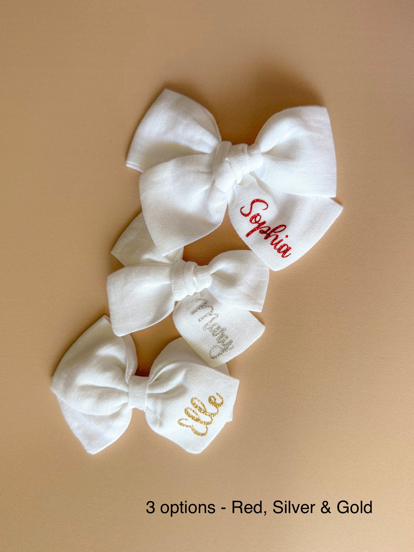 Glitter Edition Personalised Classic Bow (WHITE)