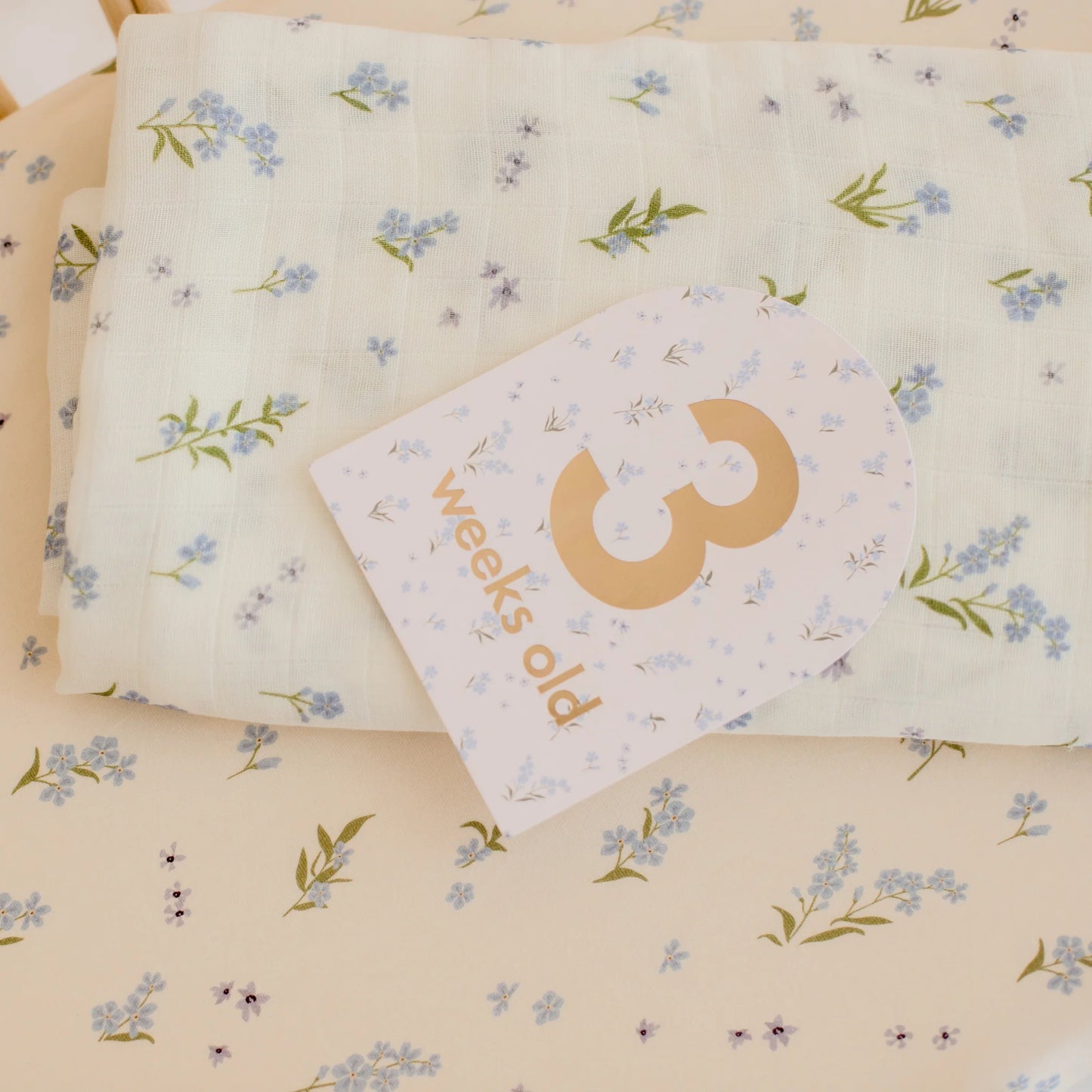 Forget-Me-Not Organic Fitted Bassinet Sheet/Change Pad Cover