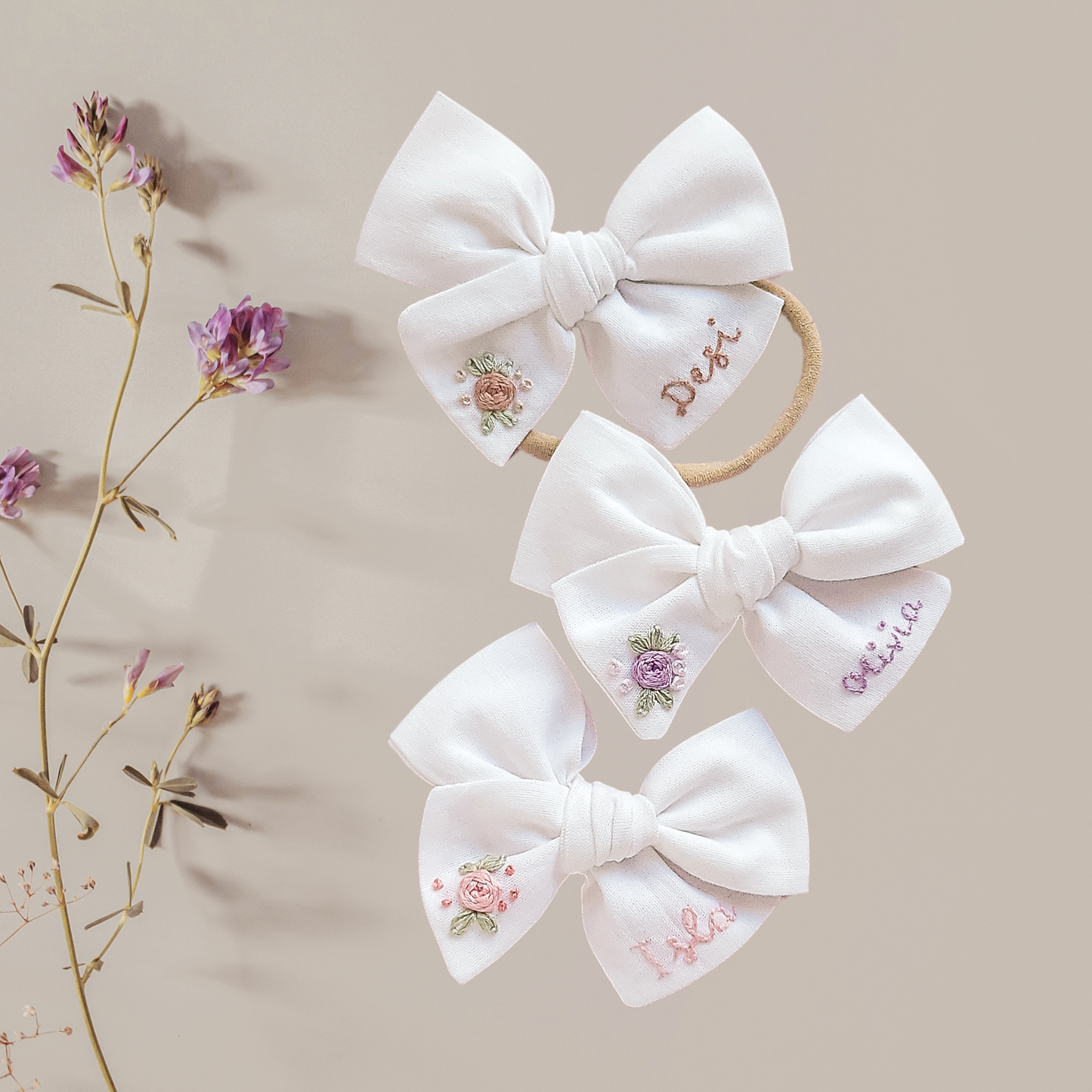 Embroidered Personalised Bow