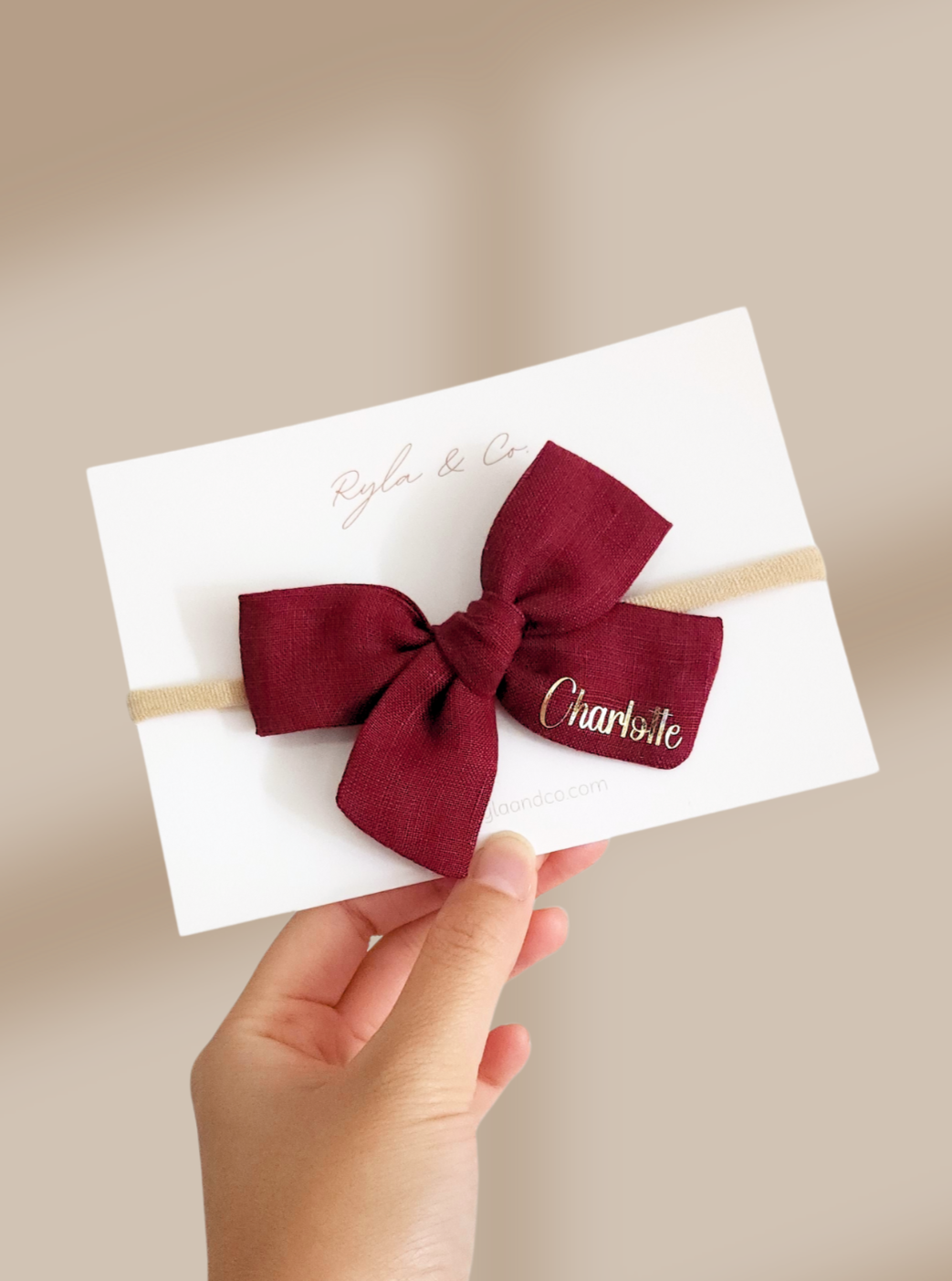 Personalised Classic Linen Bow | Scarlet