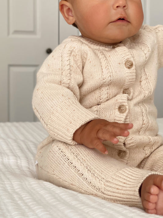 Classic Knit Romper | Biscotti Fleck (Size 1 only)