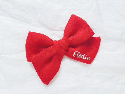Personalised Large Linen Bow | Red