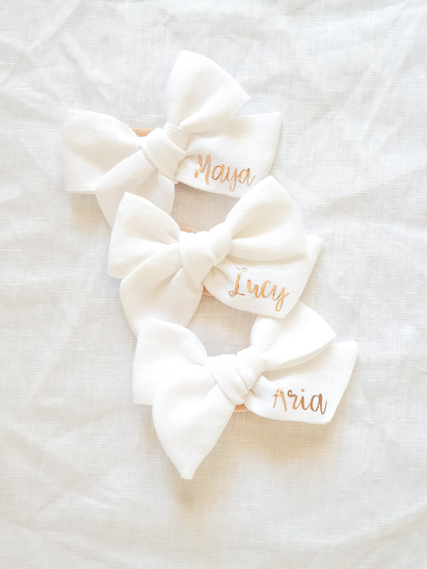 Personalised Classic Linen Bow | Ivory