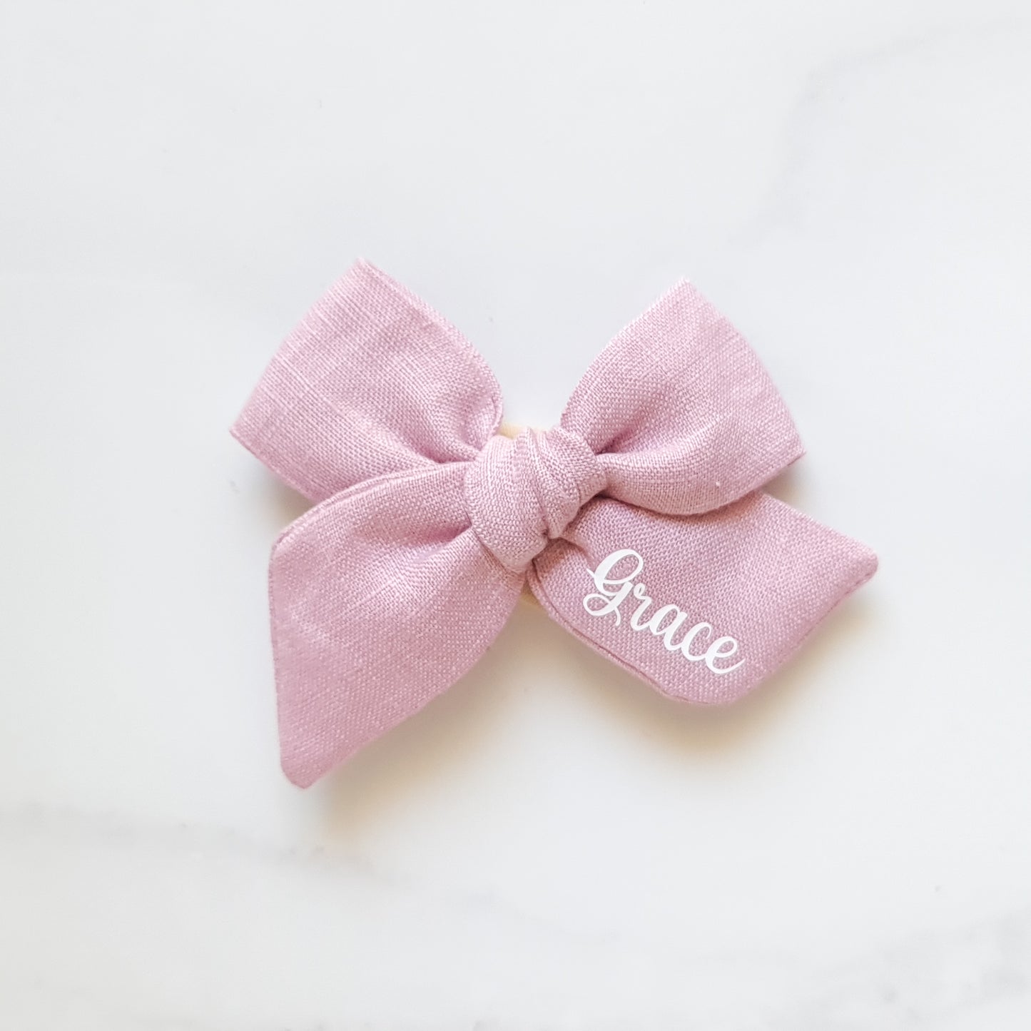 Personalised Classic Linen Bow | Rose Pink