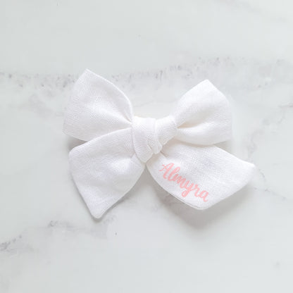 Personalised Classic Linen Bow | Ivory