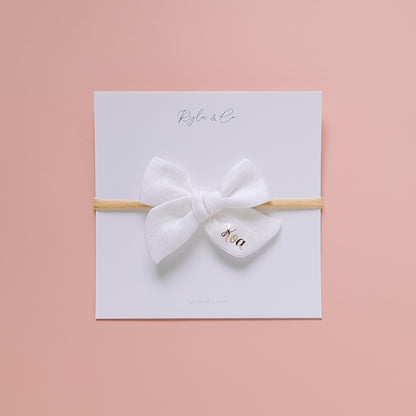 Personalised Classic Linen Bow | Ivory