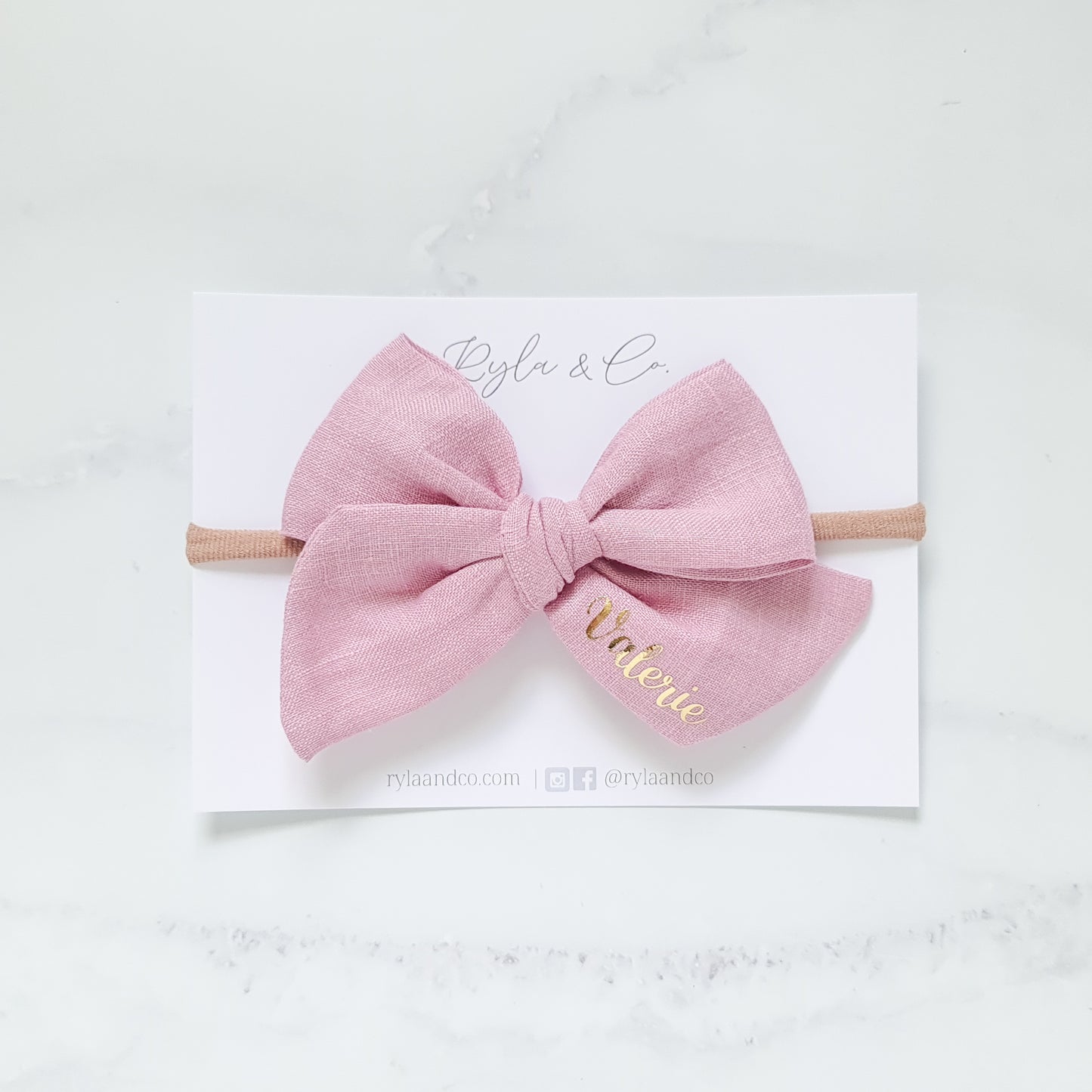 Personalised Large Linen Bow | Rose Pink