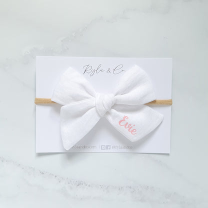 Personalised Large Bow | White