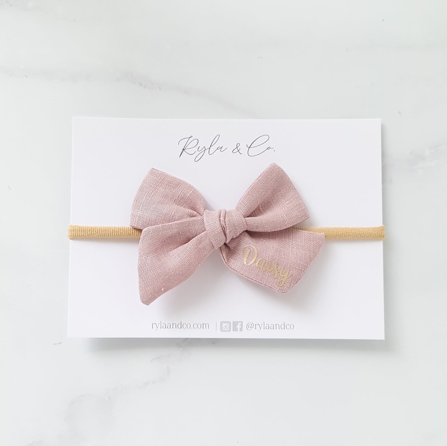 Personalised Classic Linen Bow | Blush