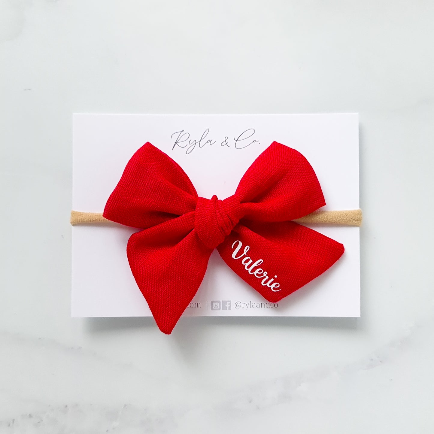 Personalised Large Linen Bow | Red