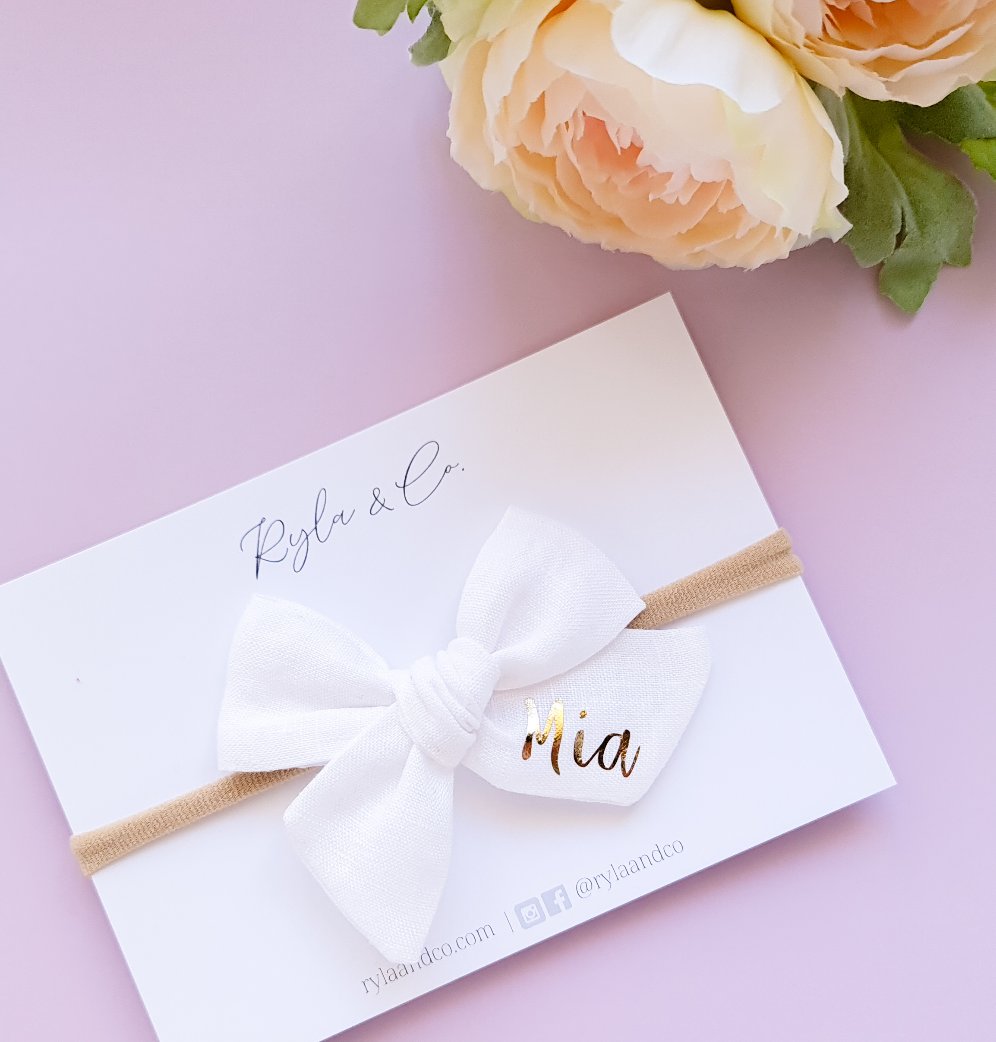 Personalised Classic Linen Bow | Ivory