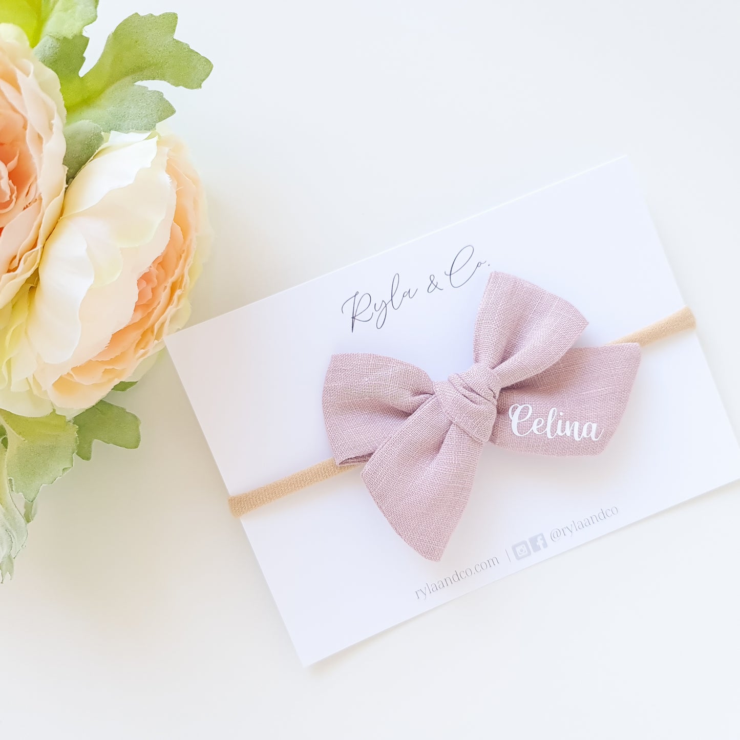 Personalised Classic Linen Bow | Blush