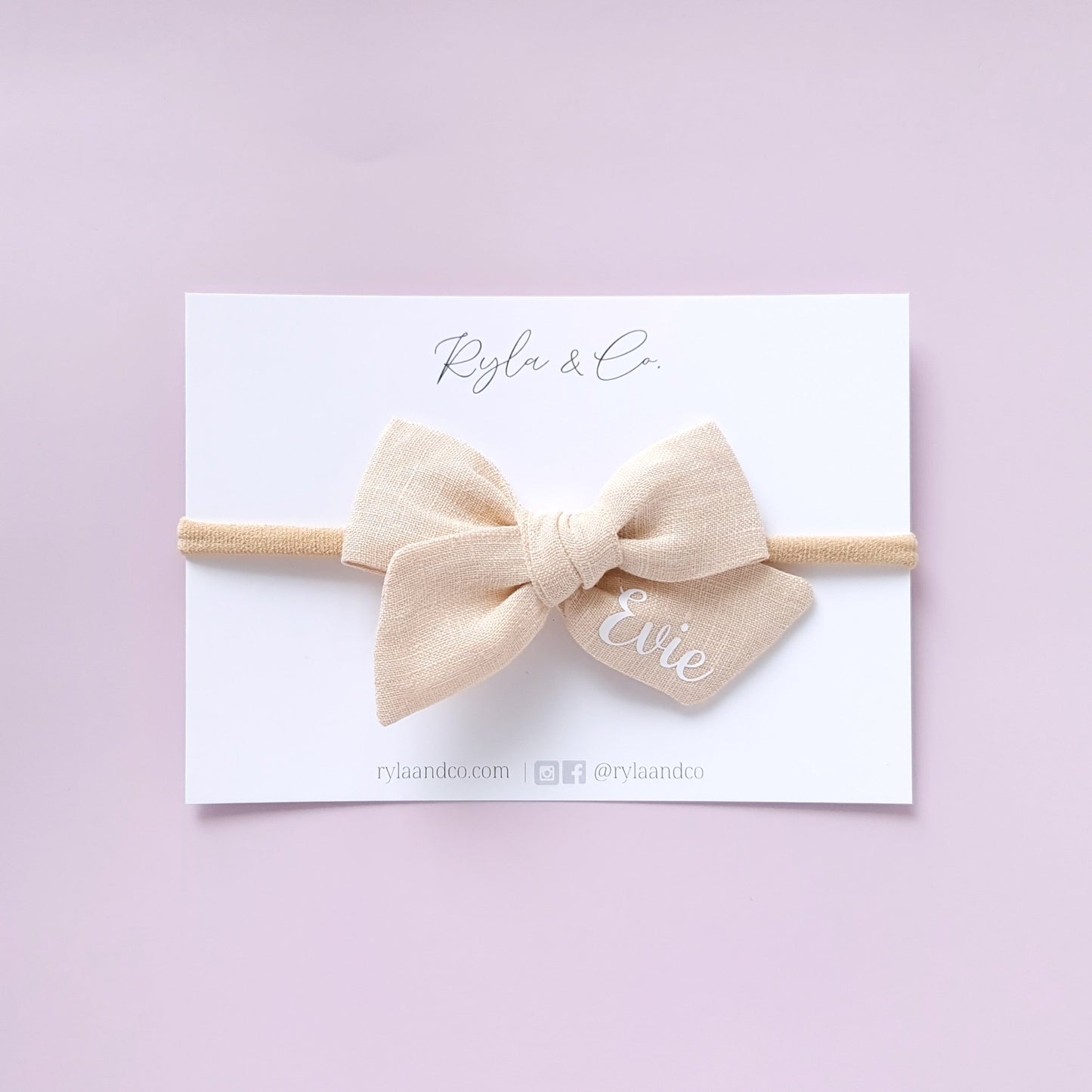 Personalised Classic Linen Bow | Light Beige