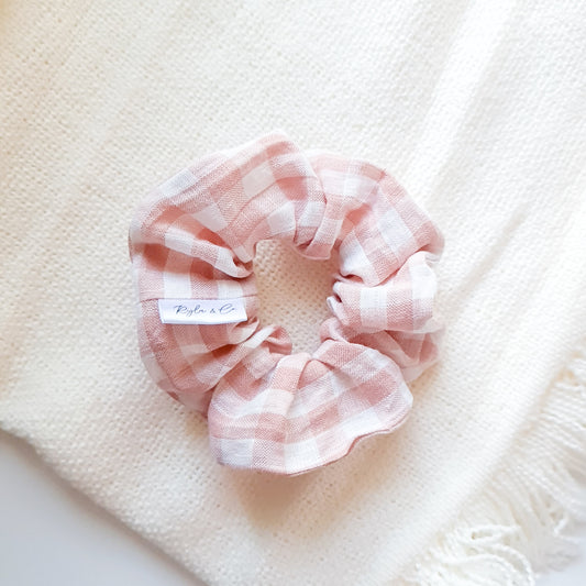 Linen Scrunchie | Blush Gingham