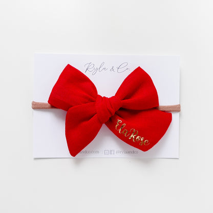 Personalised Large Linen Bow | Red